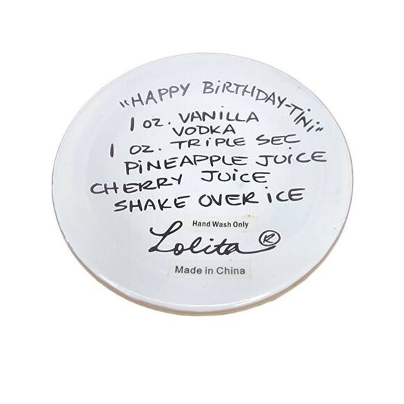 Lolita Dining Barware, "Happy Birthday"   Hand Painted Cocktail Martini Glass - Picture 5 of 7